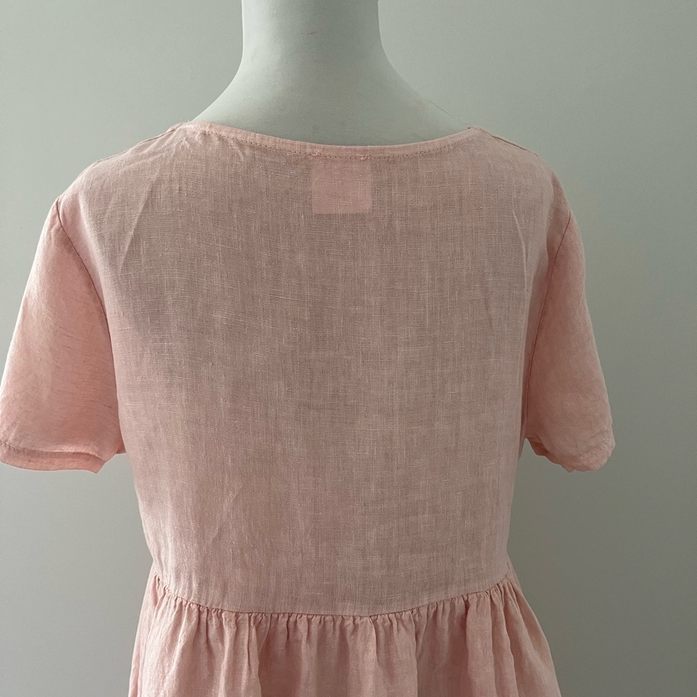Jillian Harris x Priv Hamptons 100% Linen Blush Babydoll Dress L - Picture 5 of 10